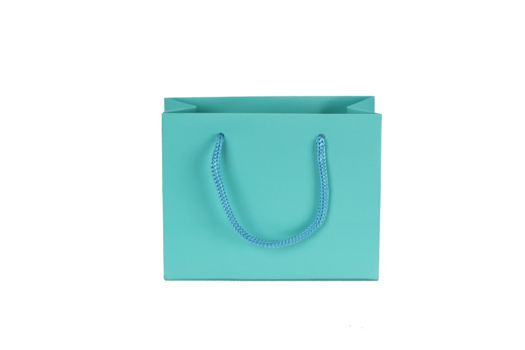 Bolsa azul claro con asa de cordón 14x6x11 cm - 12 unidades