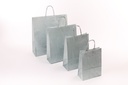 Bolsa de papel celulosa con asa torcida, color plata, 32X13X41 CM, 25 unidades