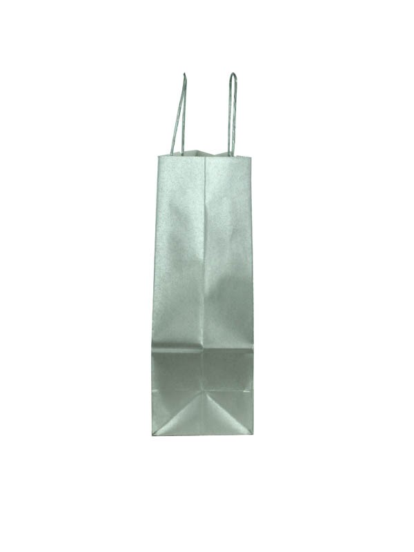 Bolsa de papel celulosa con asa torcida, color plata, 32X13X41 CM, 25 unidades