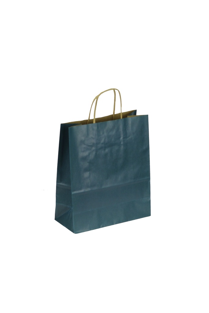 Bolsa de papel Kraft azul oscuro con asa rizada, 45X15X49 cm, 25 unidades