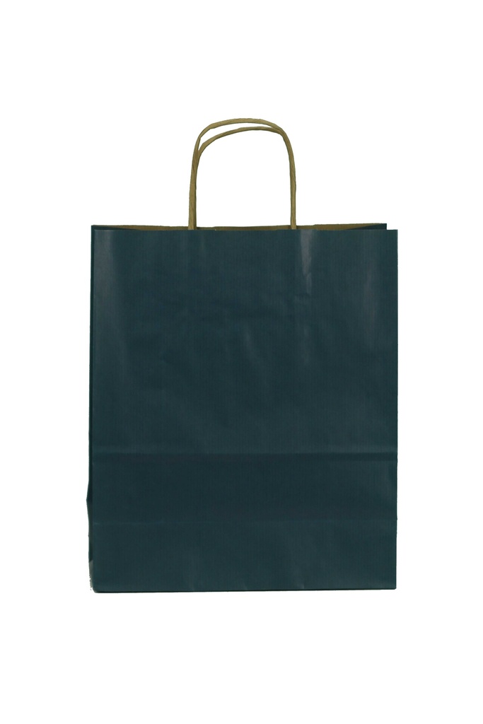 Bolsa de papel Kraft azul oscuro con asa rizada, 45X15X49 cm, 25 unidades