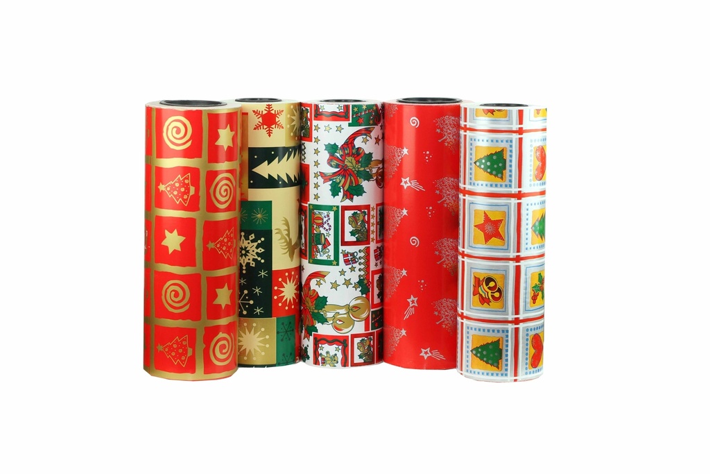 Papel de regalo rojo Motivos navideños dorados