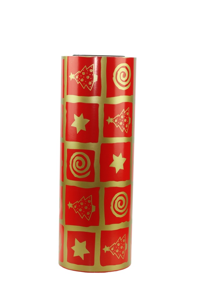 Papel de regalo rojo Motivos navideños dorados