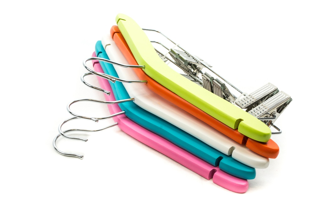 Perchas de Madera para Niños con Barras y Clips Varios Colores 5 Unidades