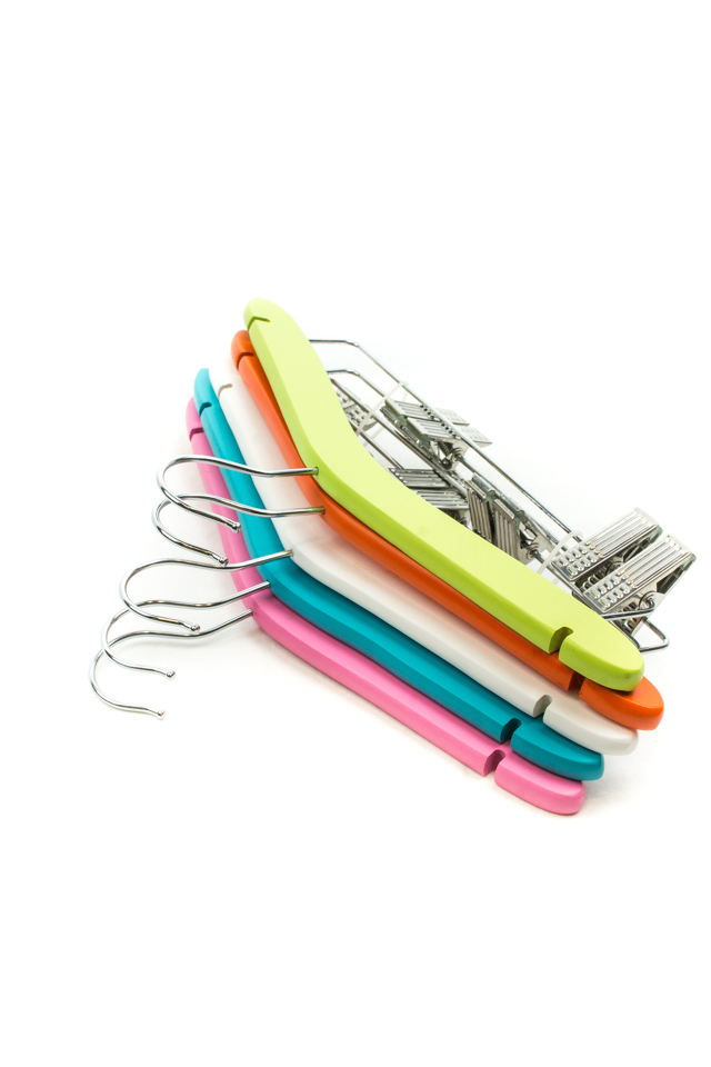 Perchas de Madera para Niños con Barras y Clips Varios Colores 5 Unidades