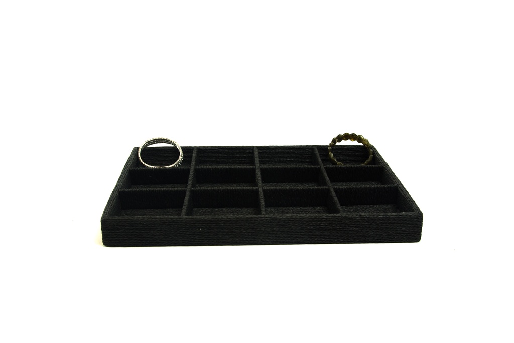 Bandeja para joyas, cubierta con cordón negro
