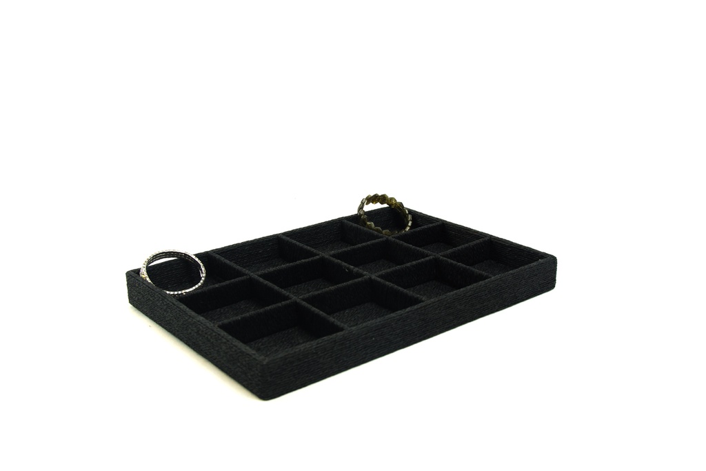 Bandeja para joyas, cubierta con cordón negro