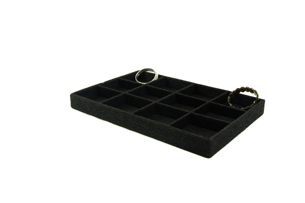Bandeja para joyas, cubierta con cordón negro