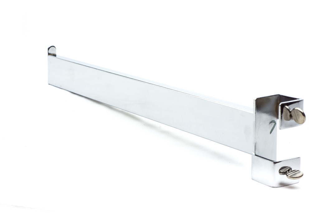 Percha recta con tope para tubo rectangular delgado de 40 cm