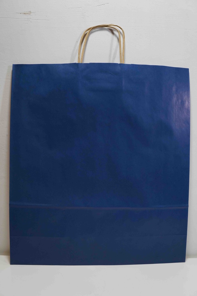 Bolsa de papel Kraft azul oscuro con asa rizada, 45X15X49 cm, 25 unidades