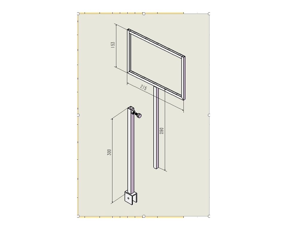 Soporte ajustable para póster A5 de cromo para tubo rectangular