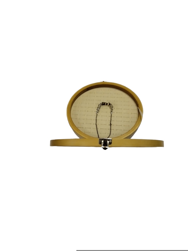 Expositor para Anillo con Tapa en Lino y Madera Redondo