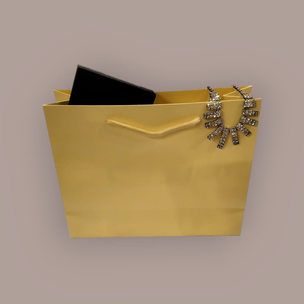 Bolsa de Lujo con Cordón 25X9X20cm Crema 12 unidades
