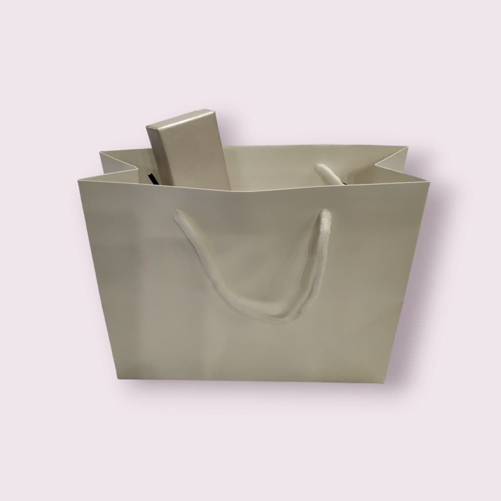 Bolsa de Lujo con Asa de Cordón 35X9X25cm Blanca 12 unidades