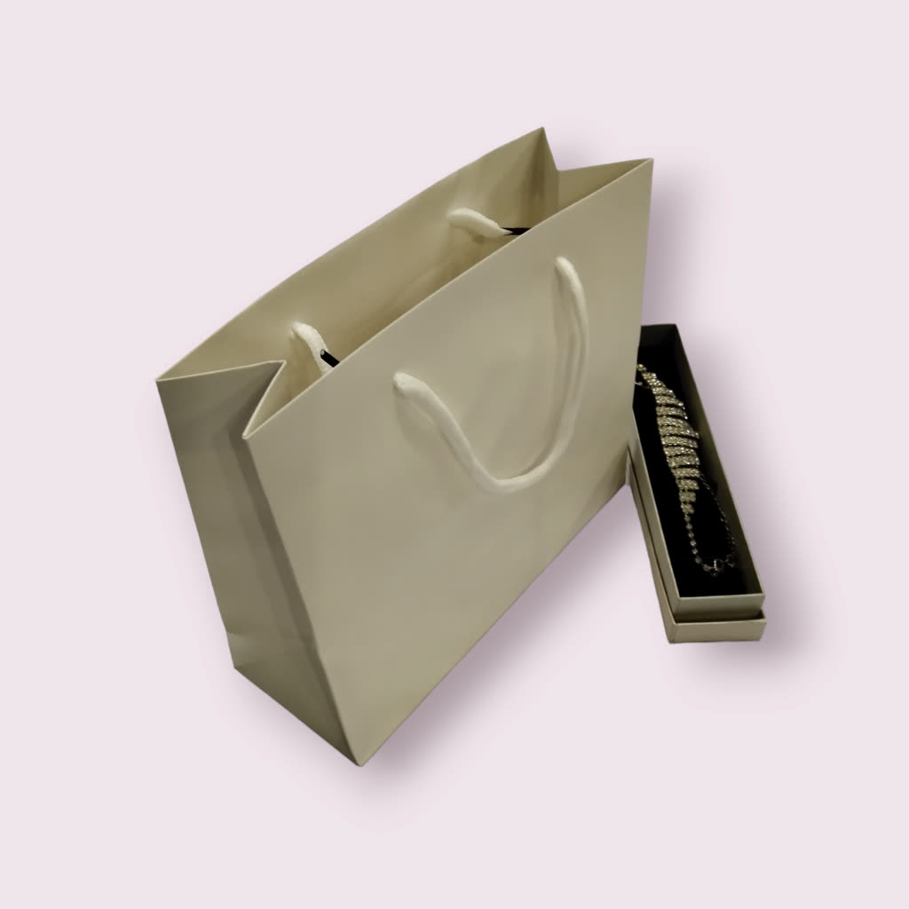 Bolsa de Lujo con Asa de Cordón 35X9X25cm Blanca 12 unidades