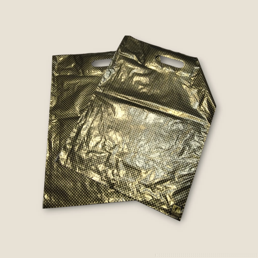 Bolsas de Plástico Asa Troquelada 50x60cm Punto Oro 100/Pq