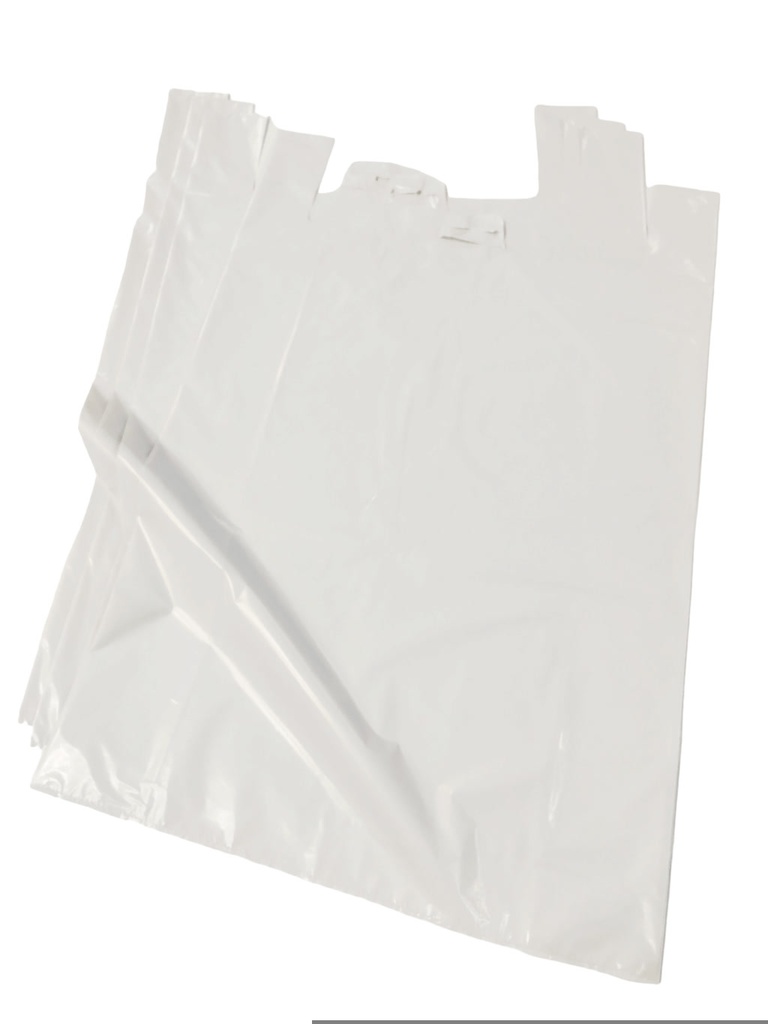 Bolsa de plástico estilo camiseta blanca 70% reciclada 60X70 CM