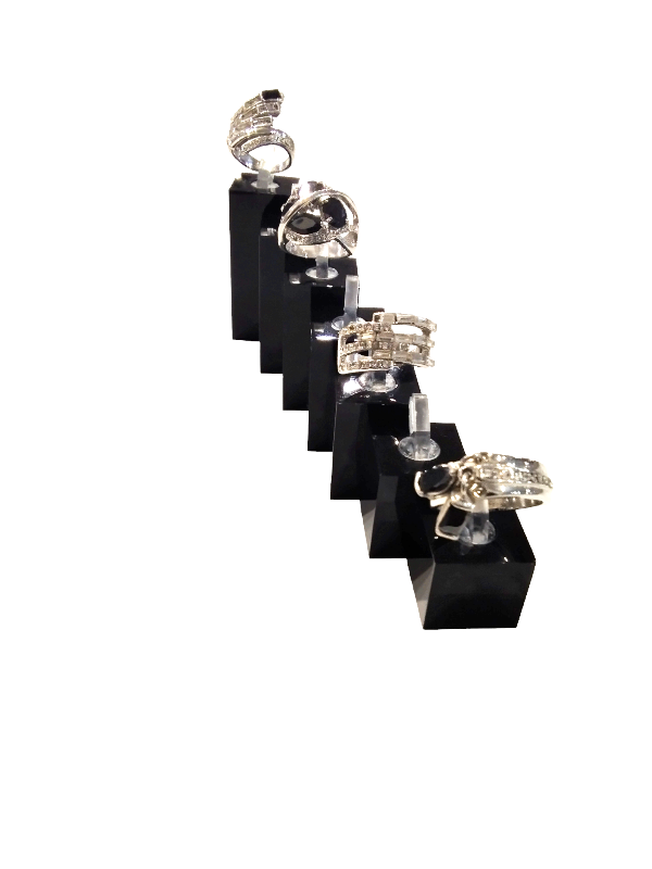 Expositor Joyería Acrílico Negro Columnas Cuadradas 