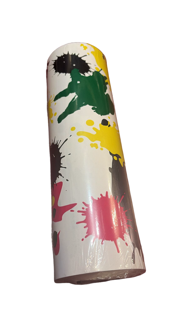 Papel de regalo con rayas anchas color plata y fucsia 31cm