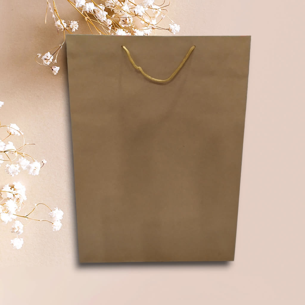 Sac en papier avec poignée à cordon couleur Havane 44X32X14cm