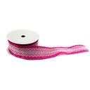 粉色蕾丝麻袋织带 9 M Cinta de Tela de Saco Rosa Con Puntilla 9m
