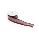 红色蕾丝麻袋织带 9 M Cinta de Tela de Saco Roja Con Puntilla 9m