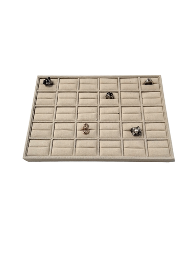 [019605] bandeja beige 30 complementos 5*6位海绵插戒盘白麻 BANDEJA LISA