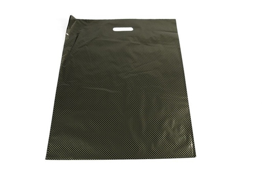 [010567] Bolsa de Plástico Asa Troquelada 50X60cm Punto Oro100 /Pq 5/caja