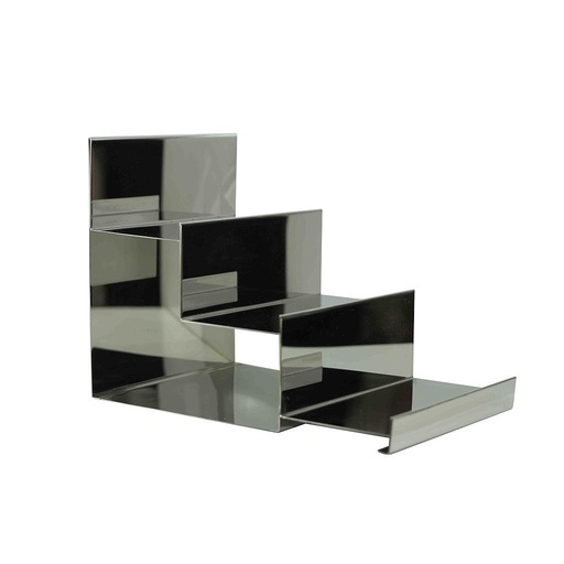 [009794] Expositor de Acero Cromado en Forma de Escalera de 3 Alturas