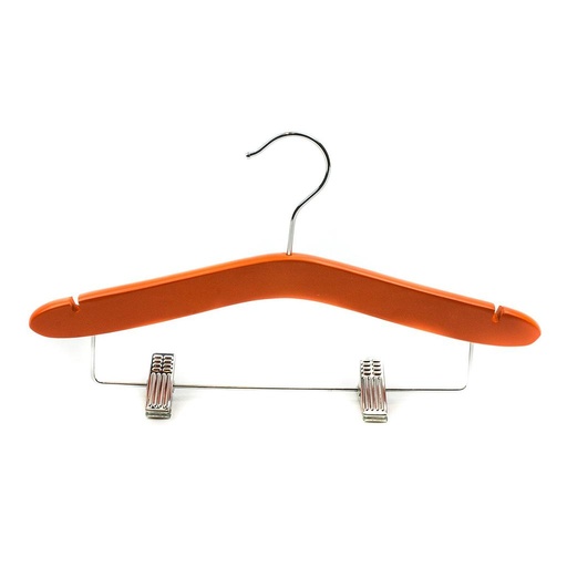 [005112] Cintres en bois pour enfants avec barres et pinces de diverses couleurs 5 unités