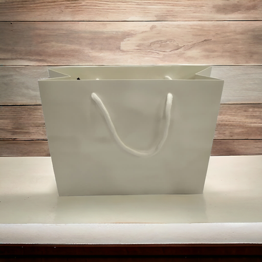 [010992] Bolsas Asa Cordón 35X9X25 Cm Color Blanco 12 Unidades