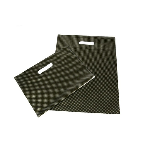 [010075] 金点印花带手柄塑料袋Bolsas de plástico asa troquelada 35X45 cm 100/paquete