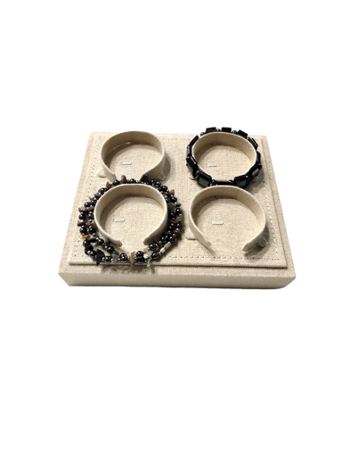 [009685] Expositor Joyería 4 Posicion para Reloj O Pulsera 4位手表 手镯架 白麻