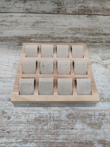 [0091037] 带12个亚麻木制耳环空间的珠宝展示架 Expositor Joyería 12 Espacios Pendiente Madera Lino